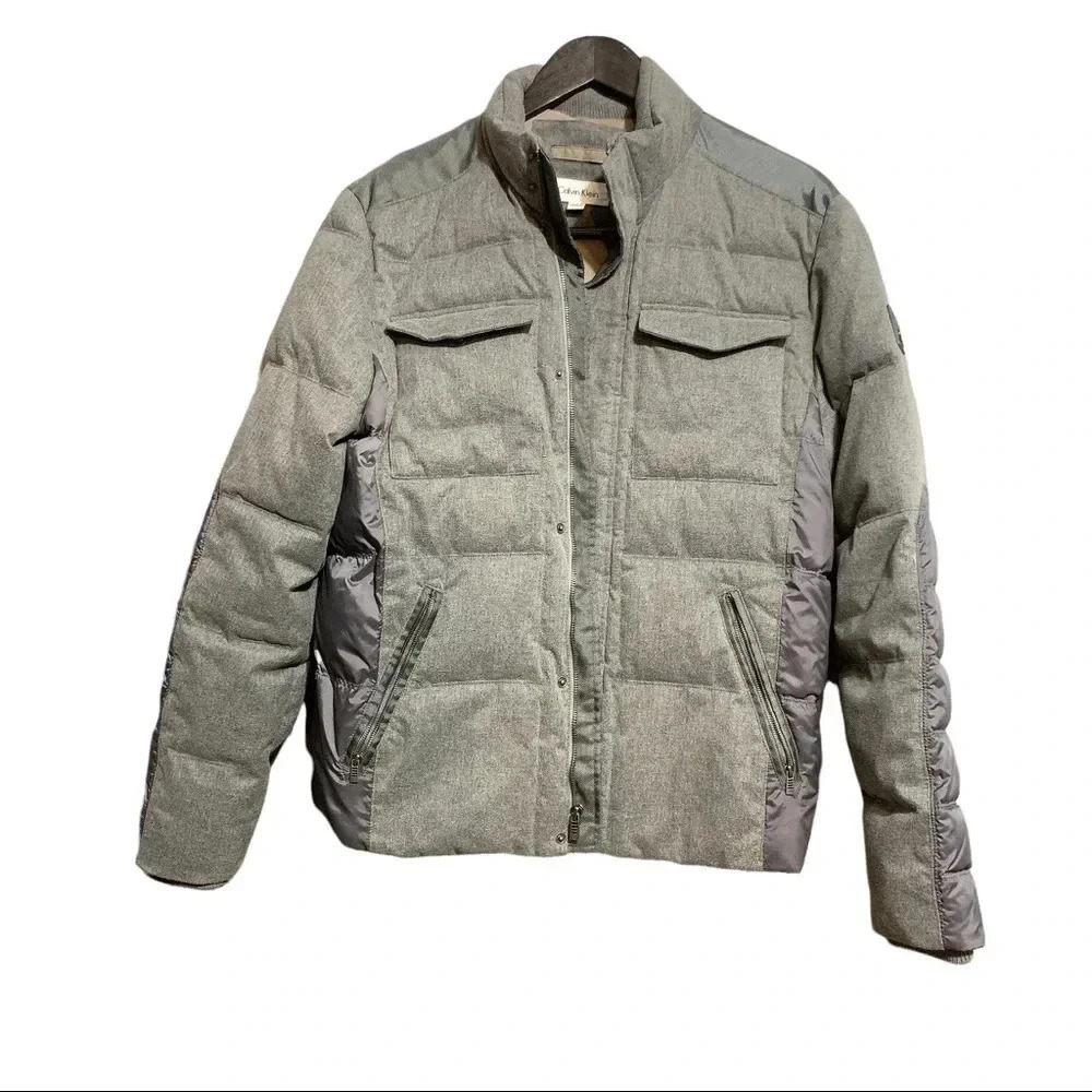 Calvin Klein Grey Puffy Mens Jacket Size Medium